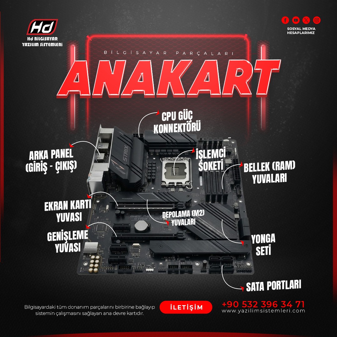 Anakart Tamiri Nedir? Anakart tamiri, bilgisayarın en kritik parçalarından biri olan anakart üzerindeki arızaların giderilmesi işlemidir. Anakart arızaları, bilgisayarın açılmaması, donmalar veya bağlantı sorunları gibi problemlere yol açabilir. HD Bilgisayar olarak anakart tamiri hizmetimizi uzman teknik ekibimizle sunuyoruz. Bu sayede cihazınızın performansını hızlı ve güvenli şekilde geri kazandırıyoruz. Anakart Arızaları Neden Oluşur? Bilgisayarlarda anakart arızaları çeşitli sebeplerden kaynaklanabilir: Ani elektrik kesintileri veya voltaj dalgalanmaları Sıvı teması veya sıvı dökülmesi Termal sorunlar ve aşırı ısınma Donanımın eski veya yıpranmış olması Kötü kaliteli ekipman kullanımı Bu tür durumlarda anakart tamiri, bilgisayarın ömrünü uzatır ve masrafınızı azaltır. Anakart Tamiri ile Sağlanan Avantajlar Anakart tamiri, bilgisayarınızın yeniden stabil ve hızlı çalışmasını sağlar. Ayrıca veri kaybı riskini en aza indirir. Çoğu durumda anakart değişimi yerine tamir, daha ekonomik ve çevre dostu bir çözümdür. Bilgisayar açılmama sorunları çözülür Donmalar ve performans düşüşleri giderilir USB, HDMI ve diğer port sorunları onarılır Sistemin ömrü uzatılır HD Bilgisayar Anakart Tamiri Hizmeti HD Bilgisayar olarak anakart tamirinde şunları sağlıyoruz: Arıza tespiti ve detaylı inceleme Devre onarımı ve arızalı parçaların değişimi Performans testi ve garanti Profesyonel teknik destek Daha fazla bilgi için 👉 Hizmetlerimiz sayfasını ziyaret edebilirsiniz. Anakart Tamiri Ne Zaman Gereklidir? Bilgisayarınız açılmıyor, sık sık donuyor veya portlar çalışmıyorsa anakart tamiri gereklidir. Özellikle eski cihazlarda periyodik kontrollerle küçük arızalar erken tespit edilebilir. Bu sayede büyük masrafların önüne geçilir. Sonuç olarak anakart tamiri, bilgisayarın performansını geri kazanmak ve cihaz ömrünü uzatmak için kritik bir adımdır. HD Bilgisayar ile anakartınız güvenli, hızlı ve verimli şekilde onarılır. Görsel alt metin önerisi: “anakart tamiri işlemi” “bilgisayar anakart onarımı”