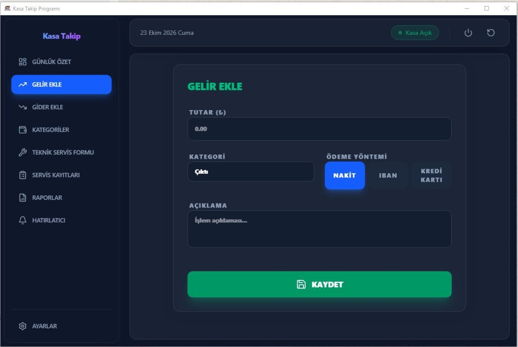 HD Kasa Takip ve Teknik Servis Programı — ekran görüntüsü 1