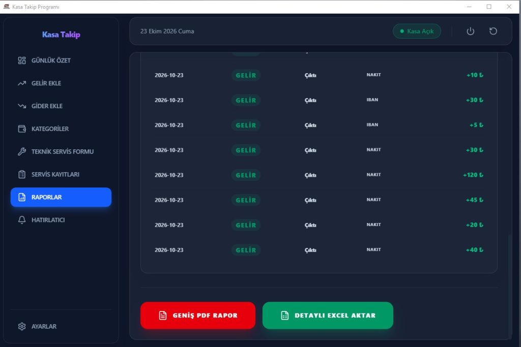 HD Kasa Takip ve Teknik Servis Programı — ekran görüntüsü 5