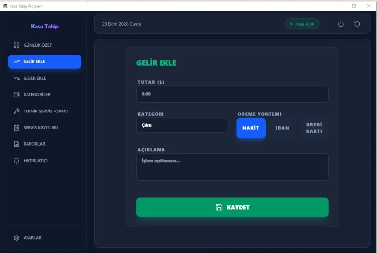 HD Kasa Takip ve Teknik Servis Programı — ekran görüntüsü 1
