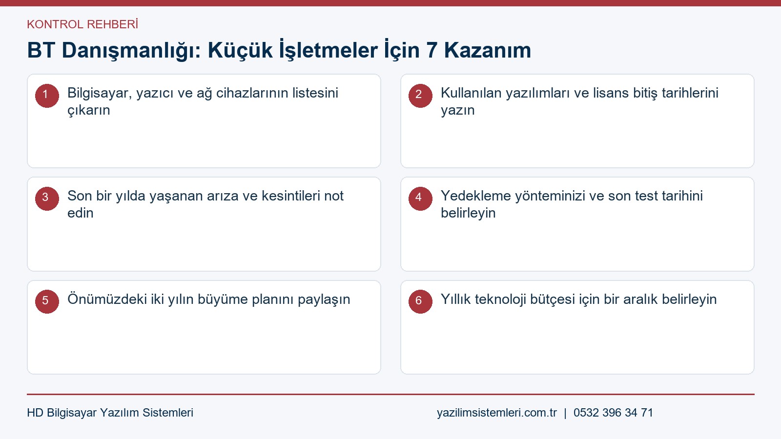 Bt danışmanlığı kontrol listesi