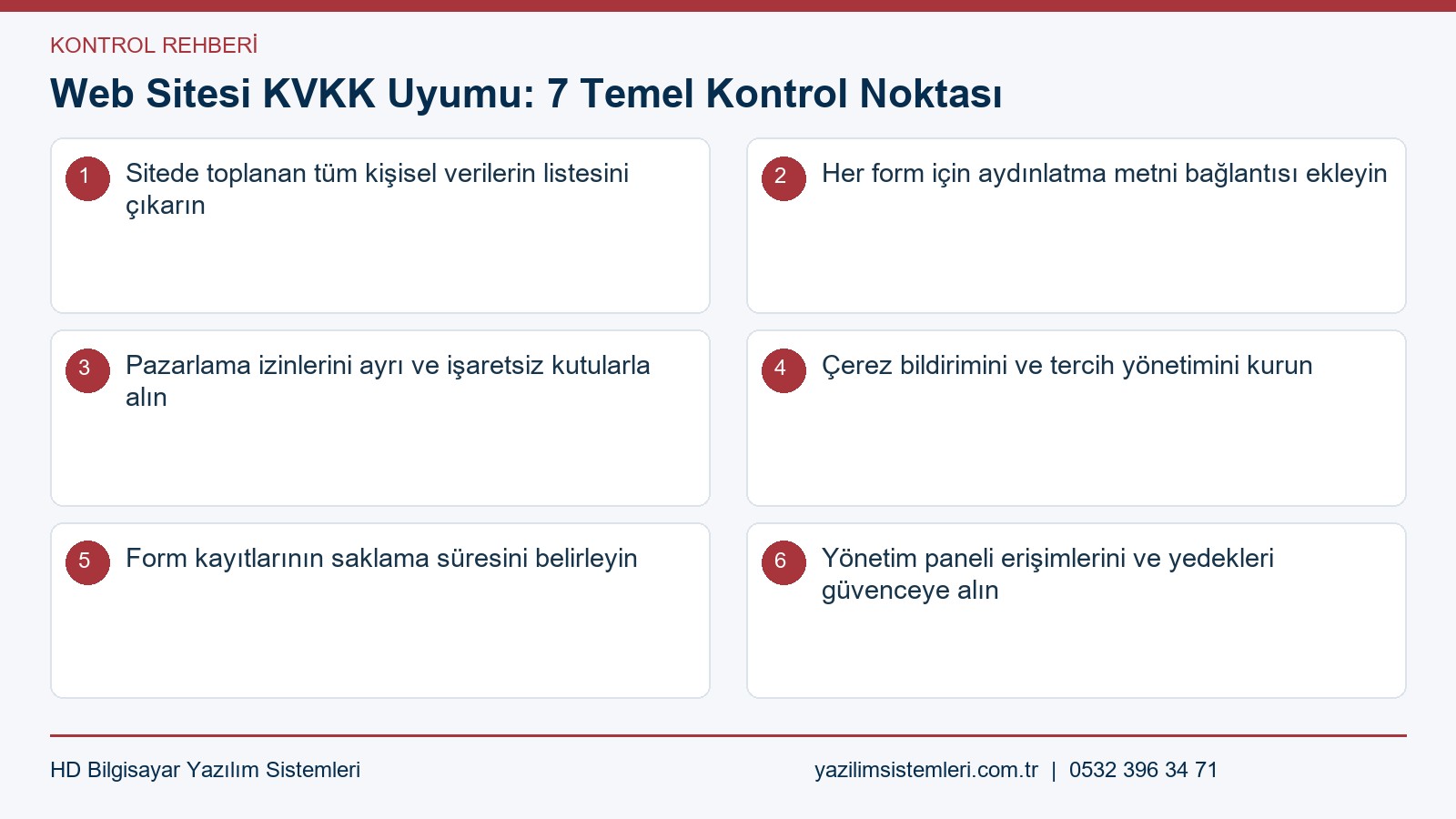 Web sitesi kvkk uyumu kontrol listesi
