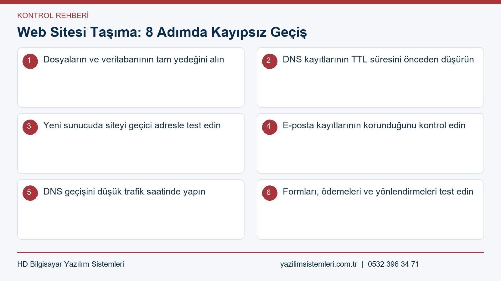 Web sitesi taşıma kontrol listesi