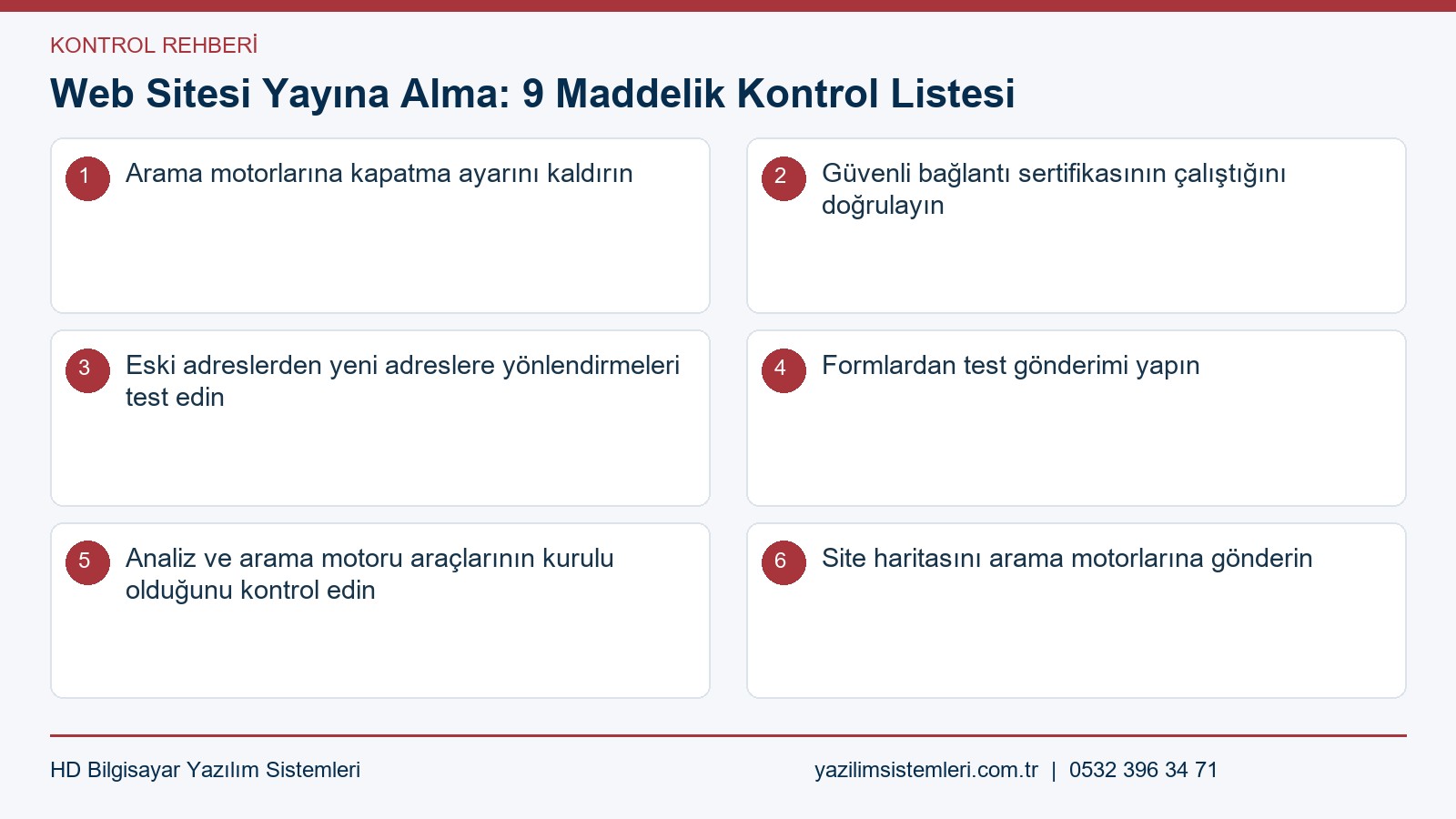 Web sitesi yayına alma kontrol listesi