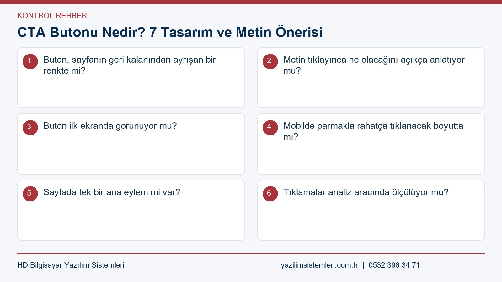 Cta butonu kontrol listesi