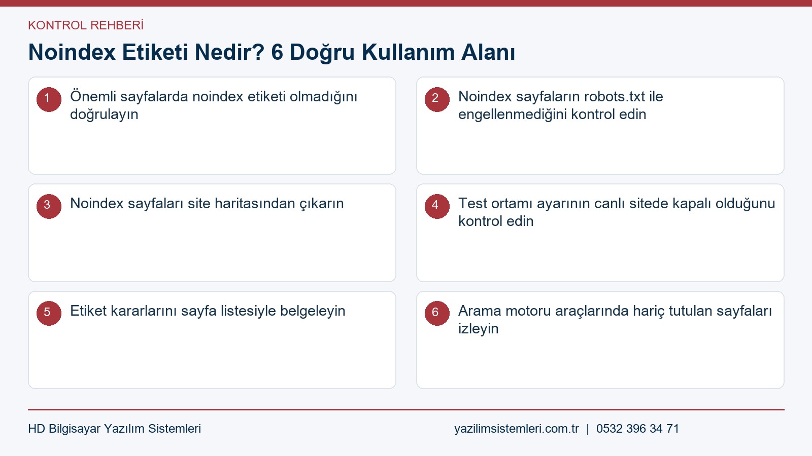 Noindex etiketi kontrol listesi