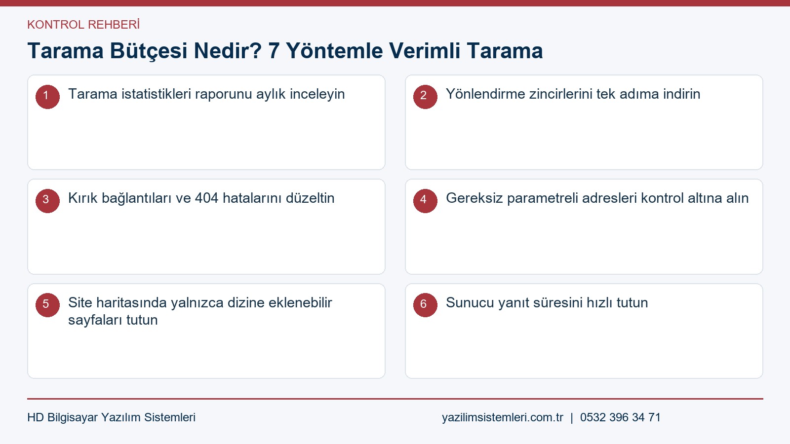 Tarama bütçesi kontrol listesi
