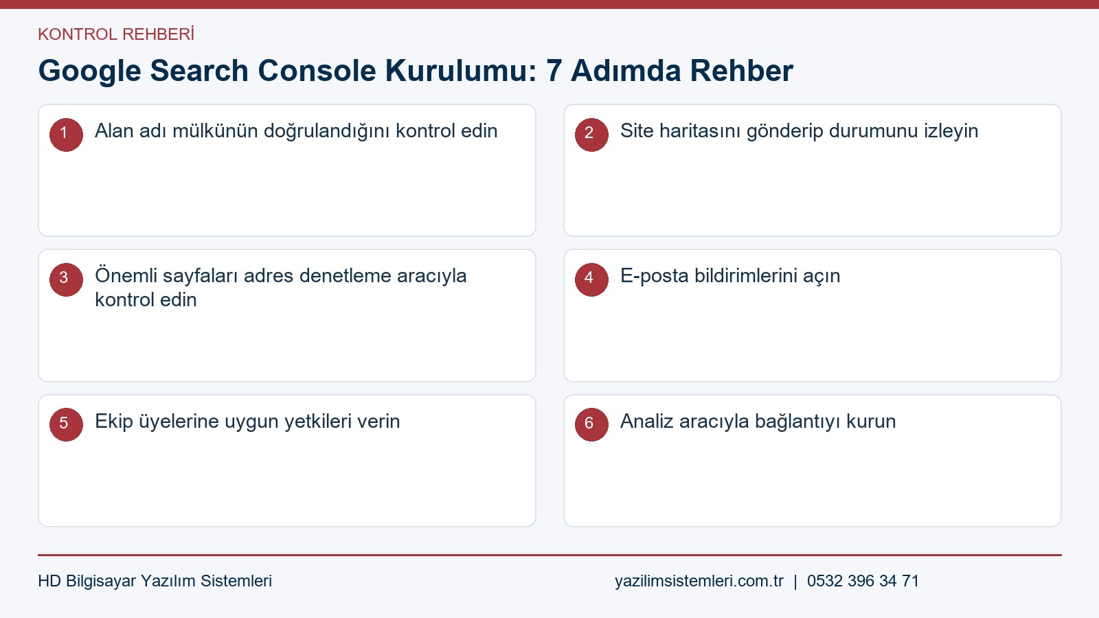 Google search console kurulumu kontrol listesi