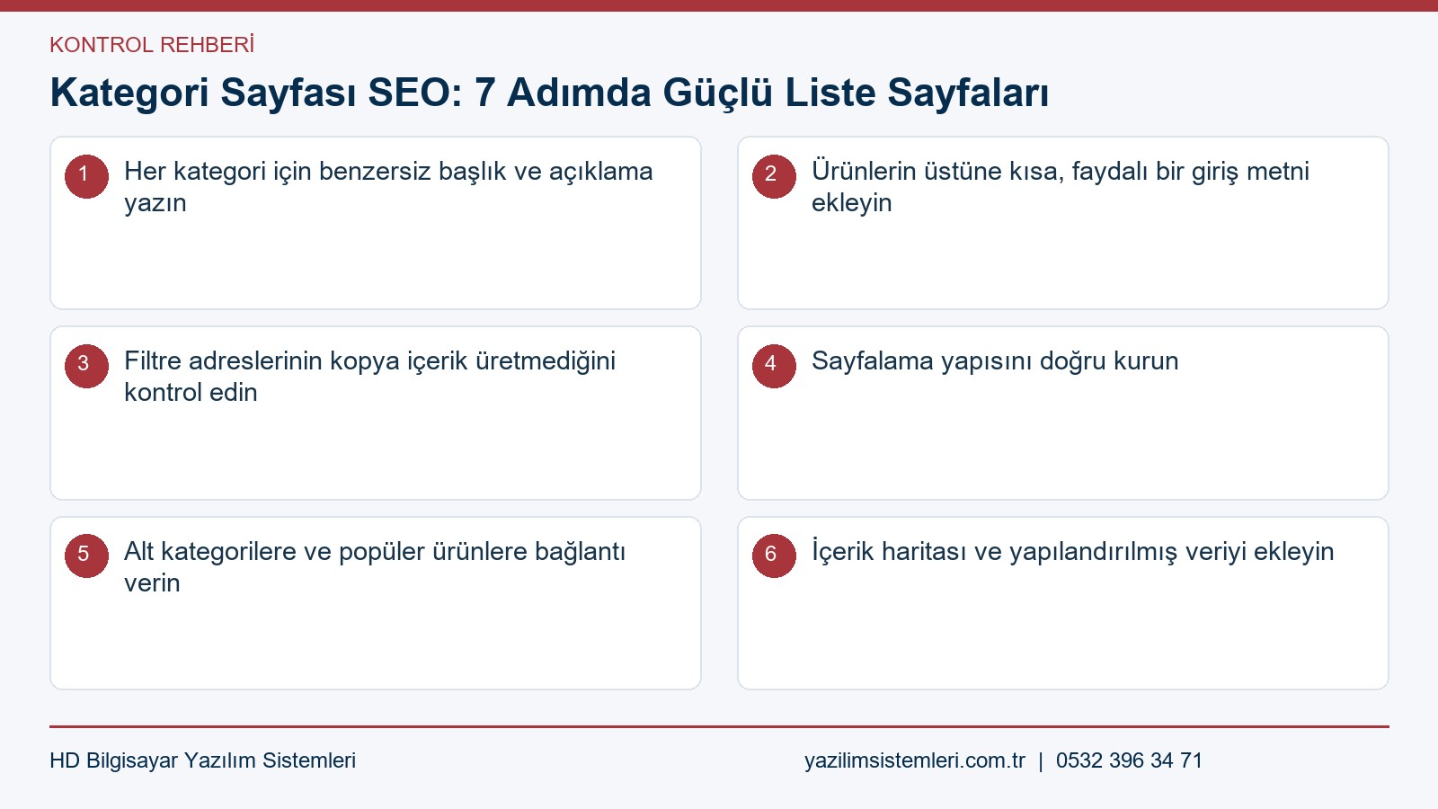 Kategori sayfası seo kontrol listesi