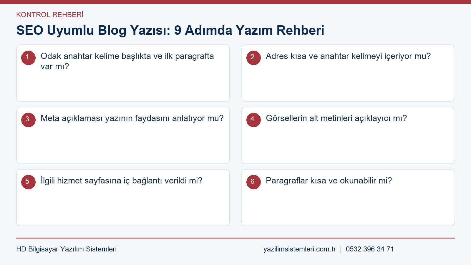 Seo uyumlu blog yazısı kontrol listesi