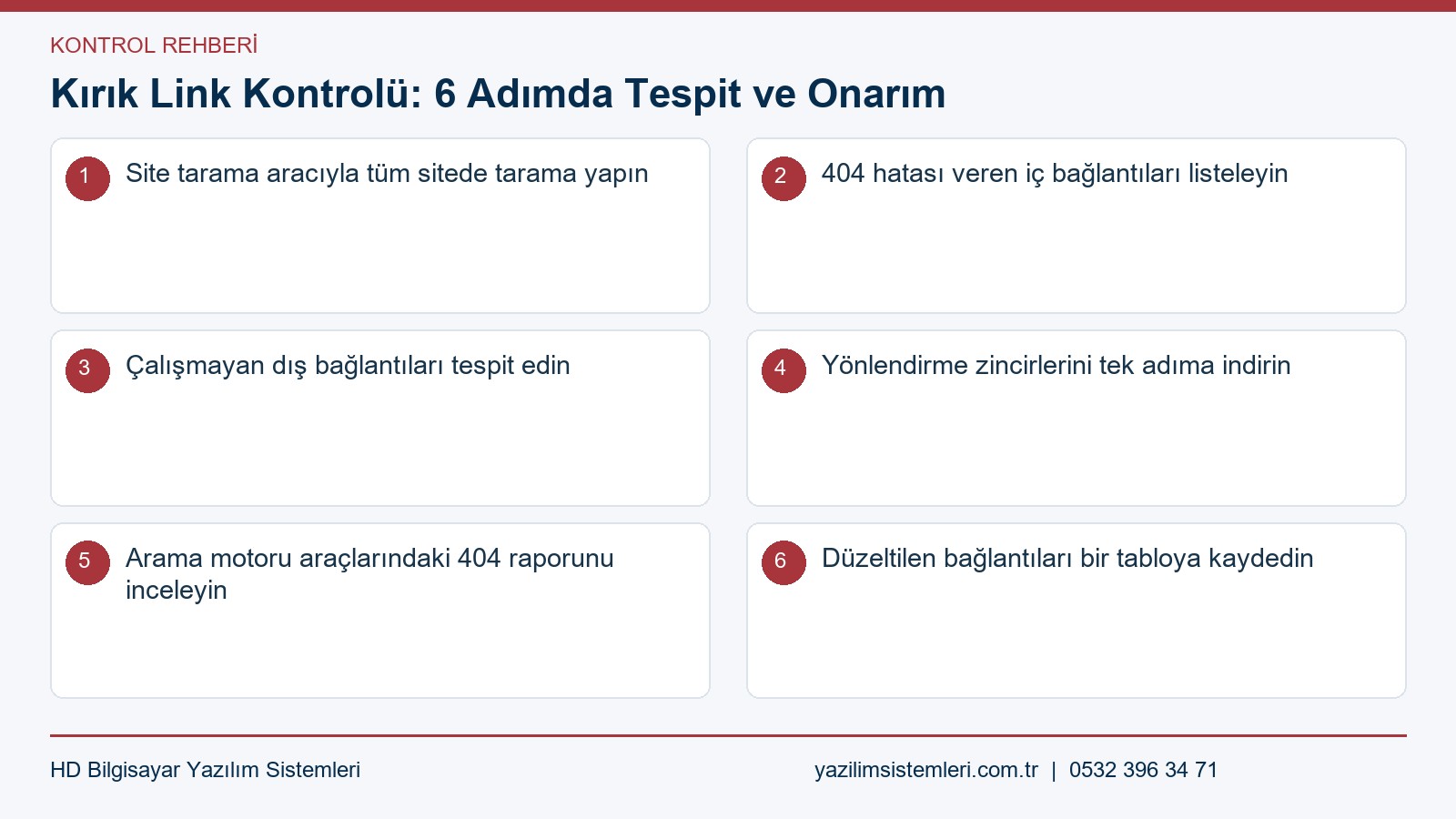 Kırık link kontrolü kontrol listesi