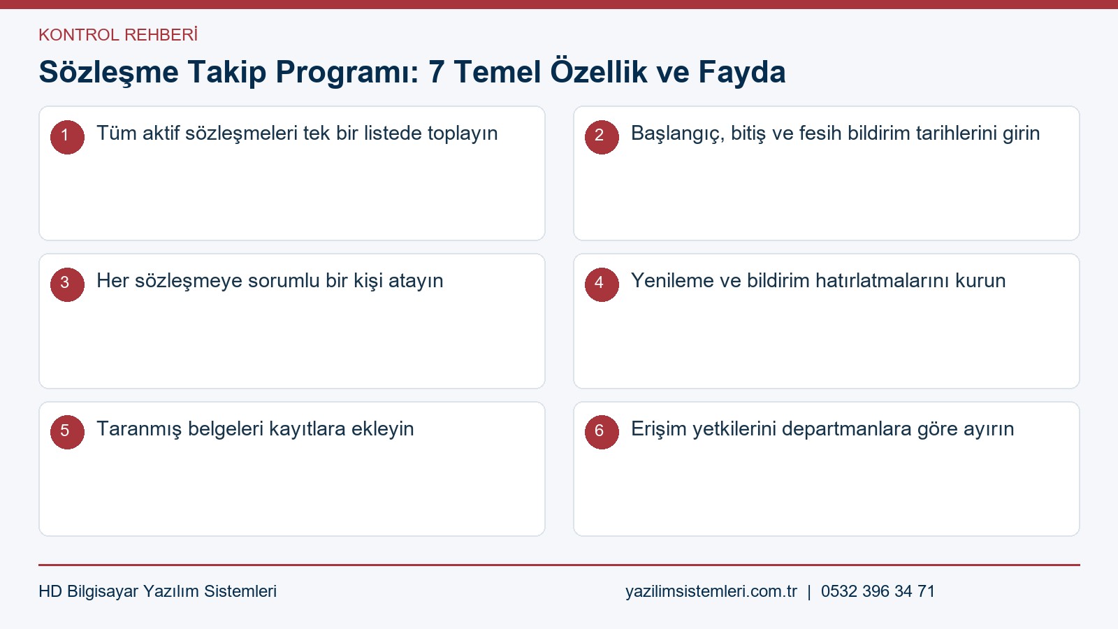 Sözleşme takip programı kontrol listesi