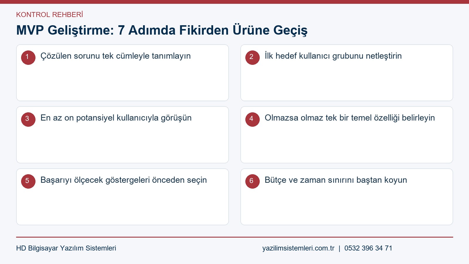 Mvp geliştirme kontrol listesi